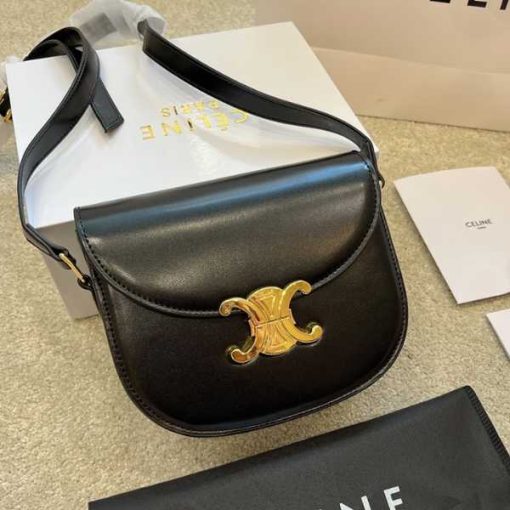 Celine Teen Besace Triomphe In Shiny Calfskin Black 110413Bf438No - Image 4