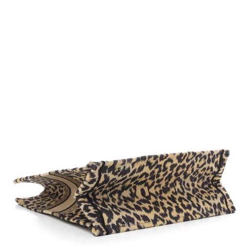 Christian Dior Canvas Mizza Large Leopard Book Tote Beige - Image 3