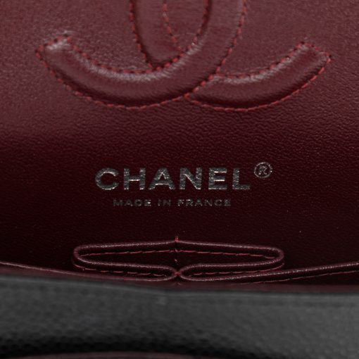 Black Quilted Caviar Small Double Flap Silver Hardware - Image 6