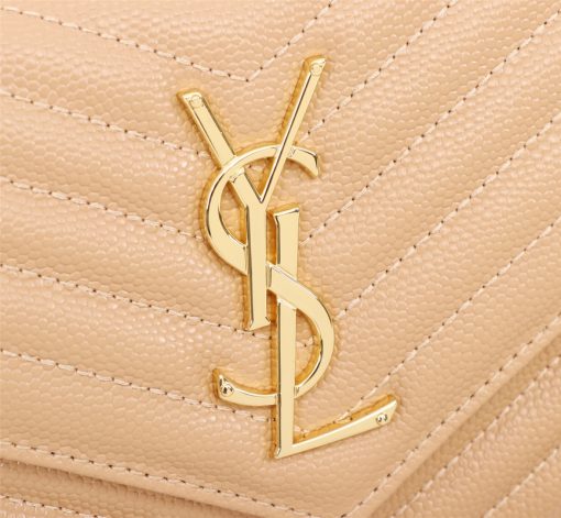 Saint Laurent Cassandre Matelasse Chain Wallet In Grain De Poudre Embossed Beige 22Cm 377828Bow012721 - Image 10