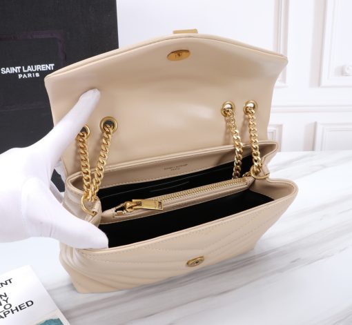 Saint Laurent Loulou Small Chain Bag In Matelasse Y Dark Beige Gold 25Cm 494699Dv7272721 - Image 8