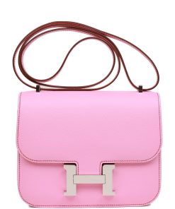 H Handbags Constance 18 Bubblegum Epsom Palladium Hardware