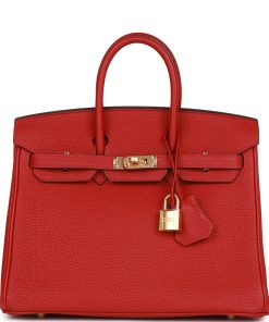 Hermes Birkin 25 Rouge Vif Togo Gold Hardware