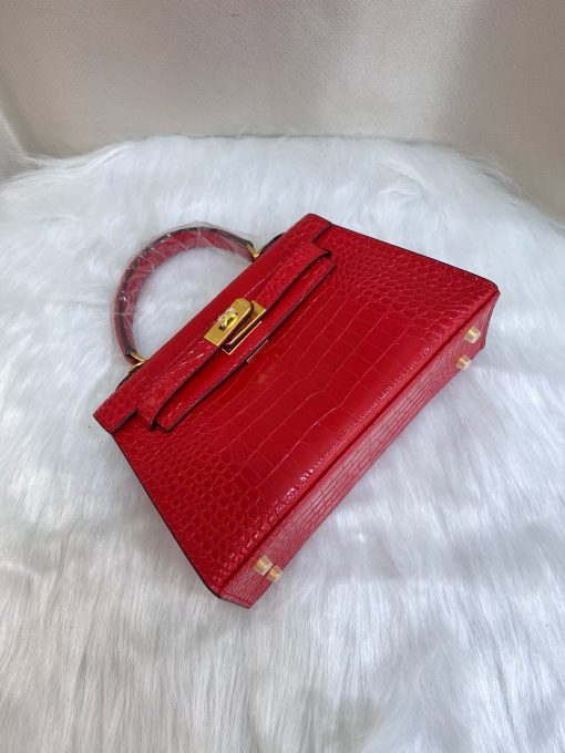 Hermès Kelly 20 Braise Shiny Alligator Gold Hardware - Image 7