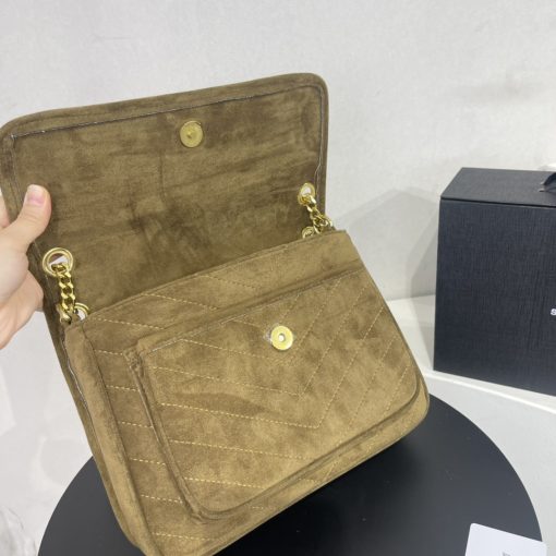 Saint Laurent Niki Baby Chain Bag In Suede Dark Brown - Image 2