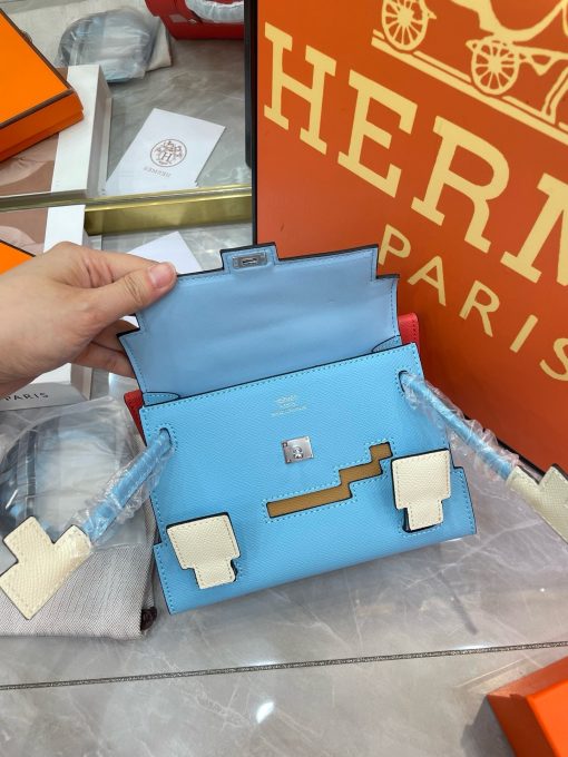 Hermès Kelly 20 Doll Picto Celeste Epsom Leather Palladium Hardware - Image 5