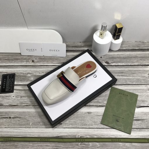 Gucci Women's Princetown Leather Slipper White 629084 - Image 6