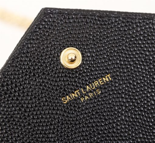 Saint Laurent Cassandre Matelasse Chain Wallet In Grain De Poudre Embossed Black Gold 22Cm 377828Bow011000 - Image 4