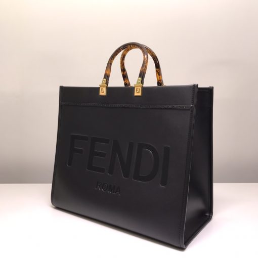 Fendi Sunshine Large Black Leather Shopper 41Cm 8Bh372Abvlf0Kur - Image 3