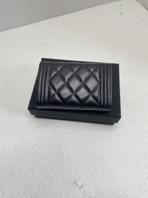 Chanel Boy Classic Wallet Black Silver 84432 - Image 3