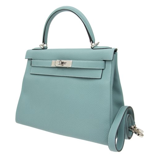 Hermès Kelly 28 Togo Palladium Hardware in Blue Jean - Image 2