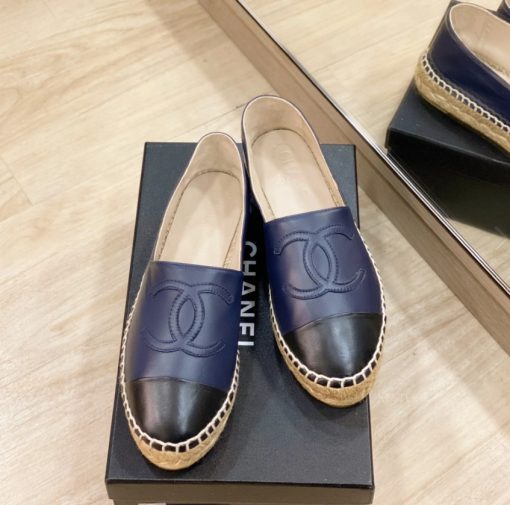 Chanel Lambskin Leather Espadrilles Navy and Black - Image 3