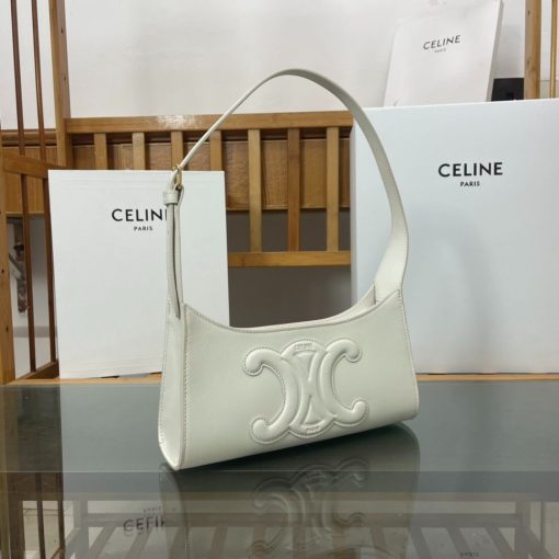 Celine Cuir Triomphe Bags In Smooth Calfskin White 198153 - Image 5