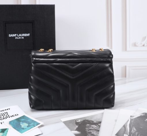 Saint Laurent Loulou Small Chain Bag In Matelasse Y Black Gold 23Cm 494699Dv7271000 - Image 4
