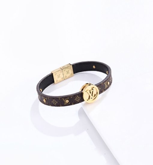 Louis Vuitton LV Monogram Circle Gold Tone Reversible Bracelet - Image 5