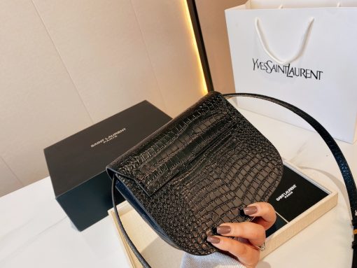 Saint Laurent Kaia Small Embossed Leather Black Bag 18Cm - Image 7