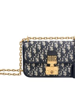 Dior Dioraddict Flap Bag In Blue Oblique Canvas