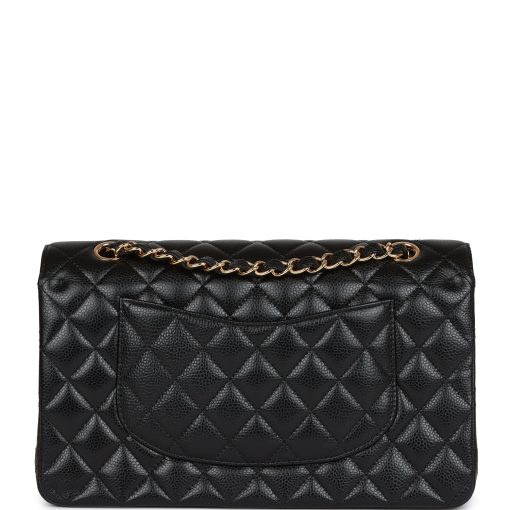 Medium Classic Double Flap Bag Black Caviar Gold Hardware - Image 3