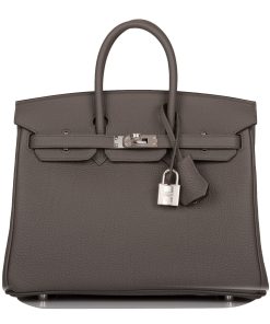 H Handbags Birkin 25 Etain Togo Palladium Hardware