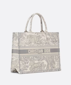 Large Dior Book Tote Gray Toile De  (42 X 35 X 18.5 Cm)