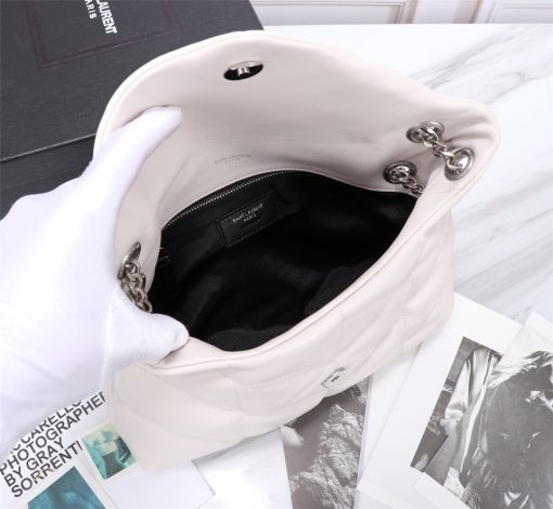 Saint Laurent Loulou Small Chain Bag In Matelasse Y White Silver 29Cm 494699Dv7269207 - Image 6