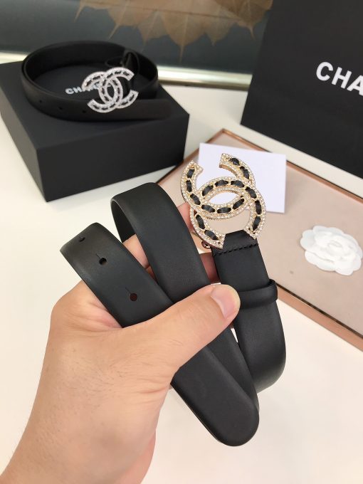 Chanel Glass Pearls Crystal Gold Black Belt 28mm - Image 5