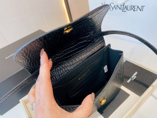 Saint Laurent Kaia Small Embossed Leather Black Bag 18Cm - Image 8