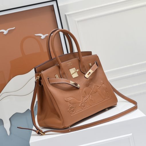 Hermes Birkin 30CM Brown Horse Draw Carriage Embossed - Image 3