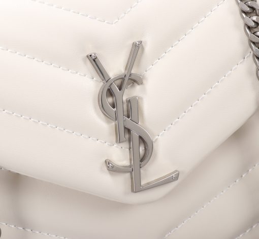 Saint Laurent Loulou Small Chain Bag In Matelasse Y Leather White Silver 23Cm 494699Dv7269207 - Image 5
