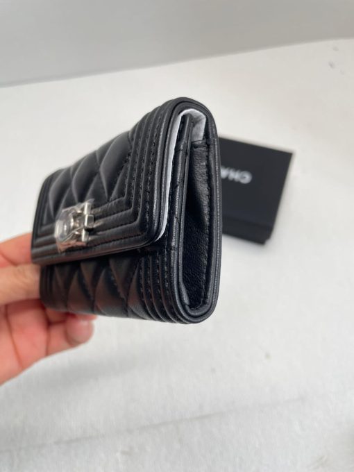 Chanel Boy Classic Wallet Black Silver 84432 - Image 4