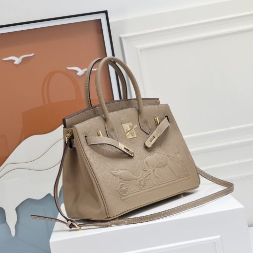 Hermes Birkin 30CM Taupe Horse Draw Carriage Embossed - Image 8