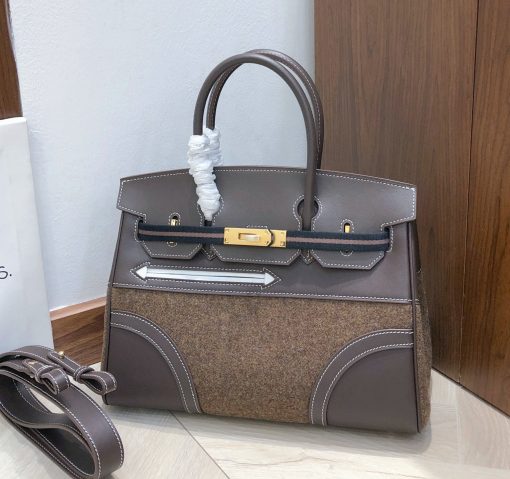 Hermès 25cm Birkin Go Team Ebene Swift Feutre Gold Hardware - Image 3