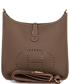 H Handbags Evelyne Iii Pm Etoupe Clemence Gold Hardware