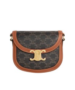 Celine Besace Clea In Triomphe Canvas And Calfskin Tan 19Cm 110962Bz4 04Lu