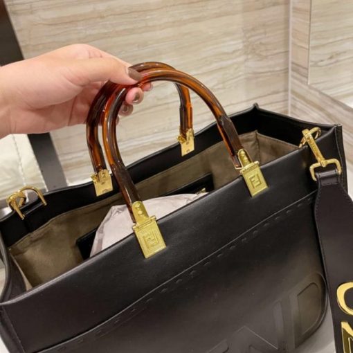 Fendi Sunshine Large Black Leather Shopper 41Cm 8Bh372Abvlf0Kur - Image 6
