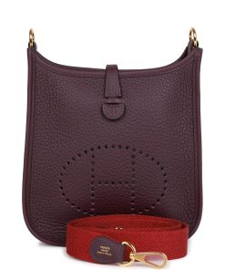 H Handbags Evelyne Tpm Cassis Clemence Gold Hardware