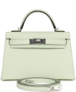 H Handbags Kelly Sellier 20 Vert Fizz Epsom Palladium Hardware
