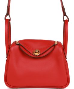 Hermes Mini Lindy Rouge Piment Swift Gold Hardware