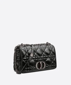 Large Dior Caro Bag Black  Calfskin