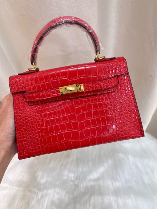 Hermès Kelly 20 Braise Shiny Alligator Gold Hardware - Image 3