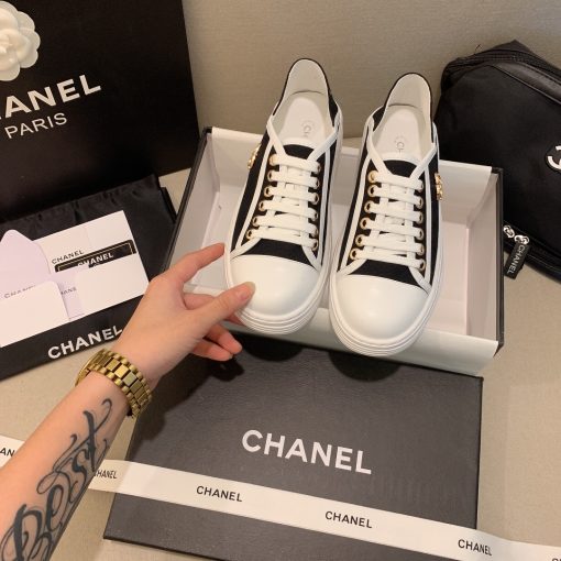 Chanel Casual Flat Sneakers Canvas Black - Image 3