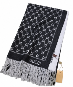 Gucci GG Jacquard Wool Scarf Black And White