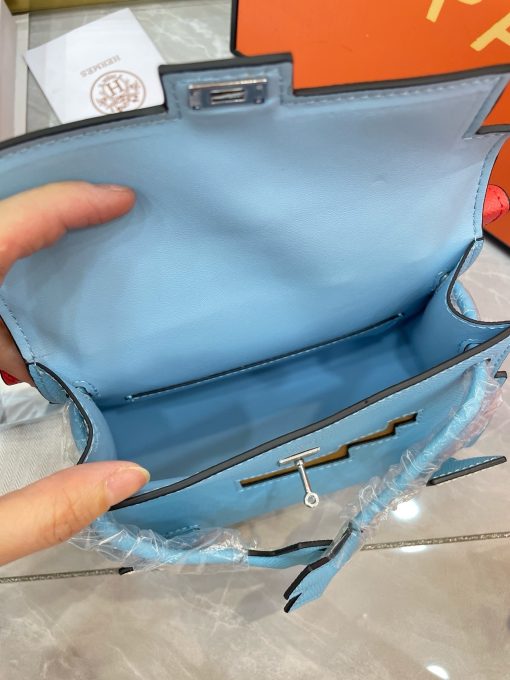 Hermès Kelly 20 Doll Picto Celeste Epsom Leather Palladium Hardware - Image 6