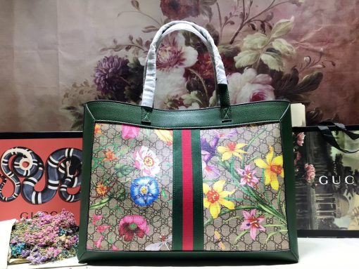 Gucci Ophidia Gg Flora Medium Tote Green 44Cm - Image 8