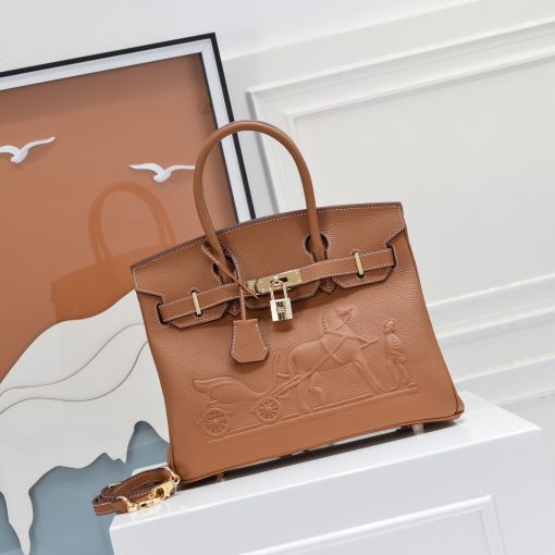 Hermes Birkin 30CM Brown Horse Draw Carriage Embossed - Image 4