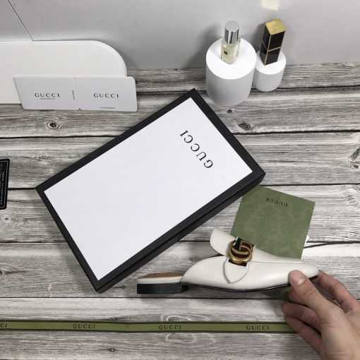 Gucci Women's Princetown Leather Slipper White 629084 - Image 5