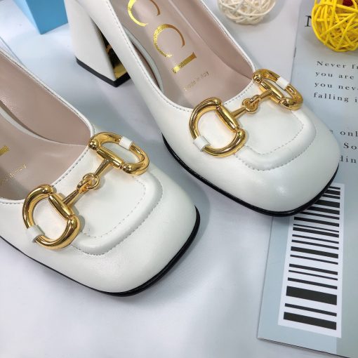 Gucci Women's Mid Heel Pump With Horsebit White - Image 4