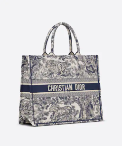Large Dior Book Tote Blue Toile De  (42 X 35 X 18.5 Cm)