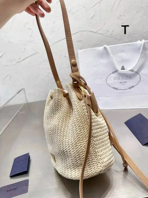 Prada Mini Crochet and Leather Bucket Bag - Image 6