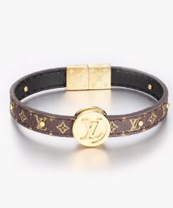 Louis Vuitton LV Monogram Circle Gold Tone Reversible Bracelet